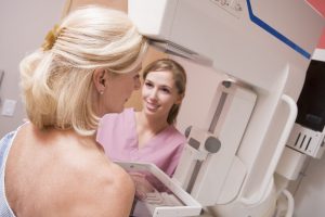 woman having a mammogram