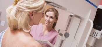 woman having a mammogram