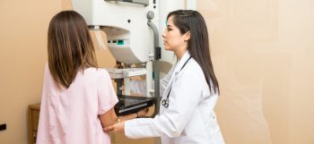 woman having a mammogram performed