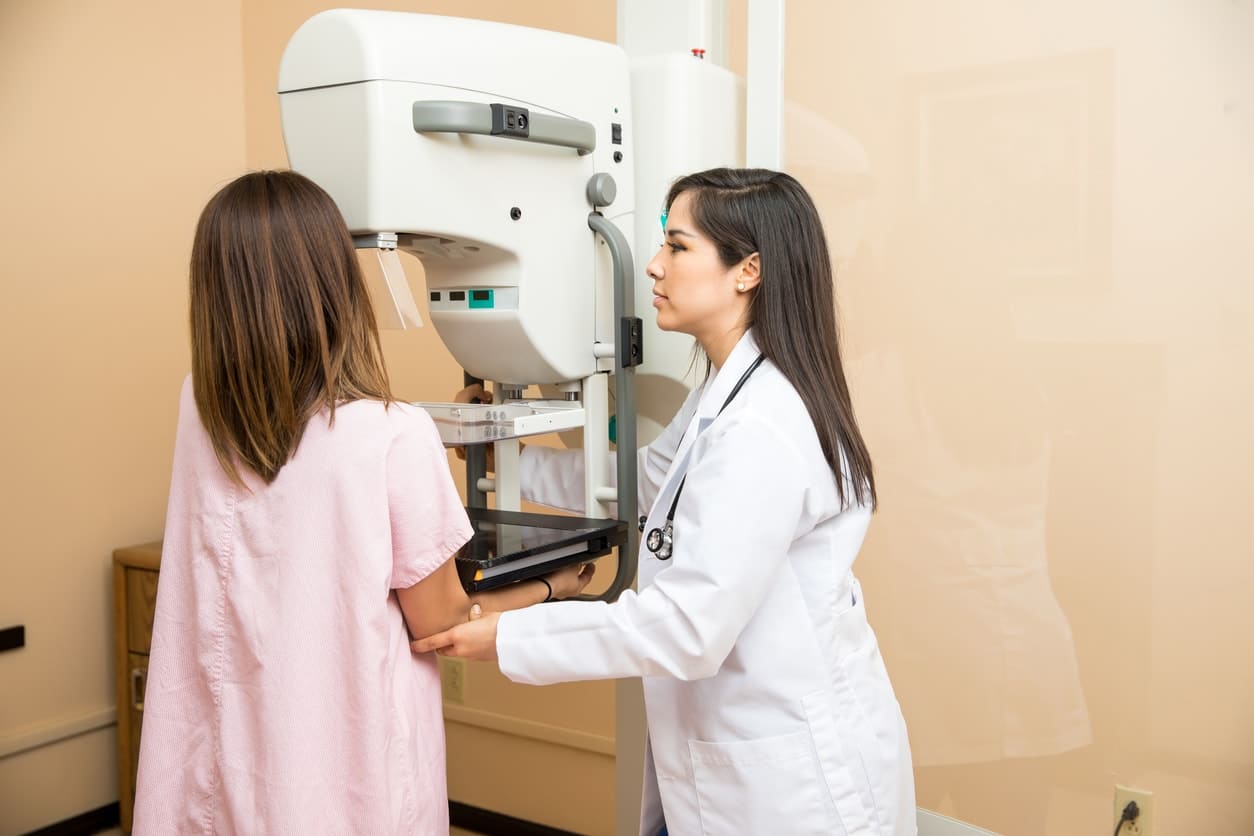 woman having a mammogram performed 