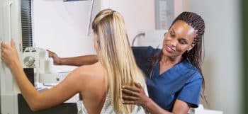 woman getting a mammogram