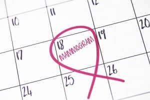 mammogram reminder on a calendar